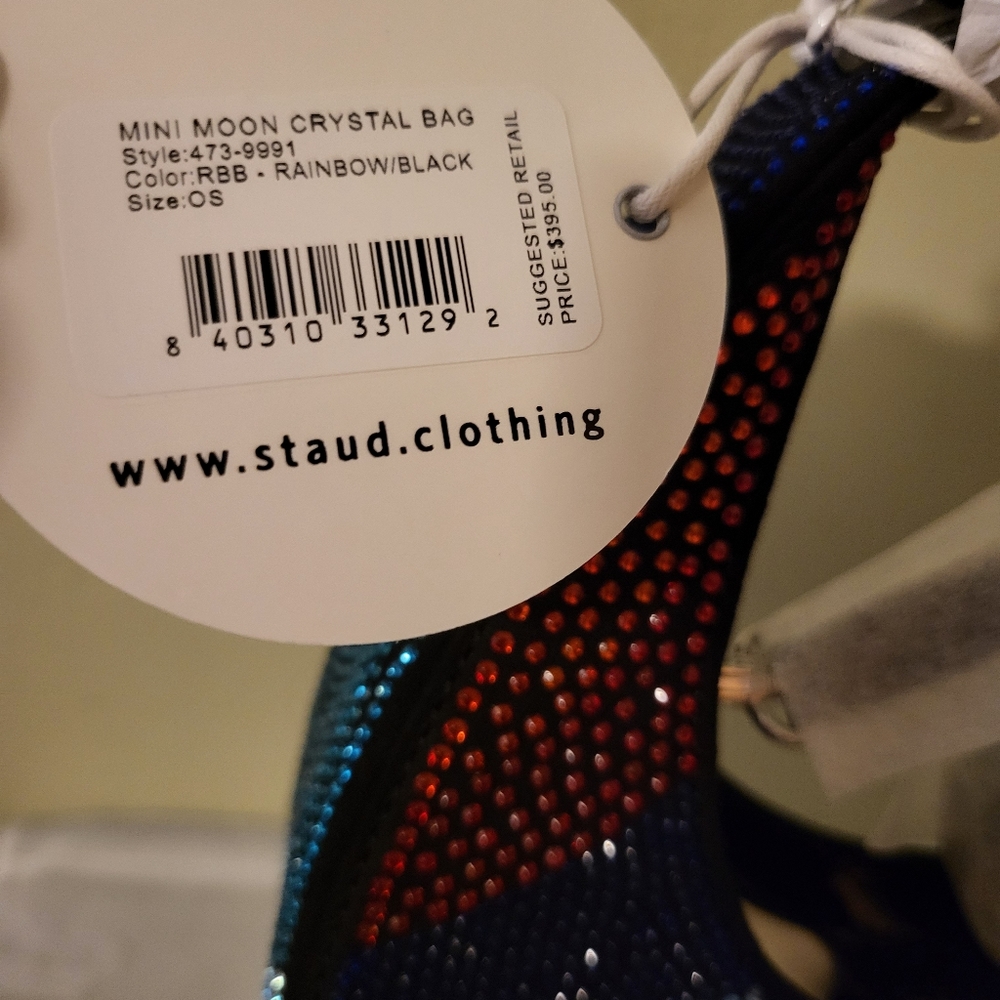 STAUD Multicolor Crystal-Embellished Crescent Crossbody Bag - Picture 9 of 15